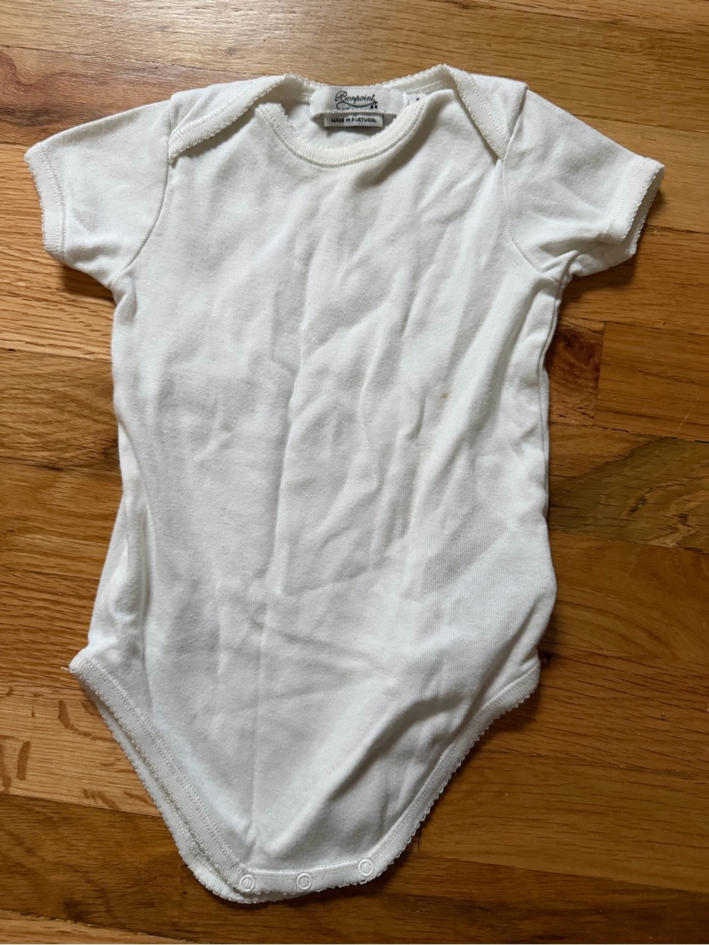 Bonpoint White Designer Short-Sleeve Baby One-Piece Bodysuit